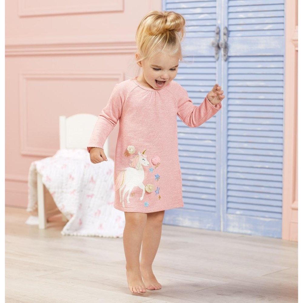 ❌SOLD❌Mud Pie Unicorn Raglan Dress 12-18 months - Picture 1 of 6